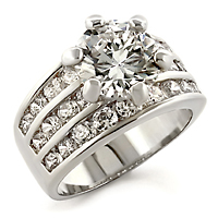 Large Round Cut Blue Luster Diamond Ring w Channel Set Large Round Cut Blue Luster Diamond Ring w Channel Set